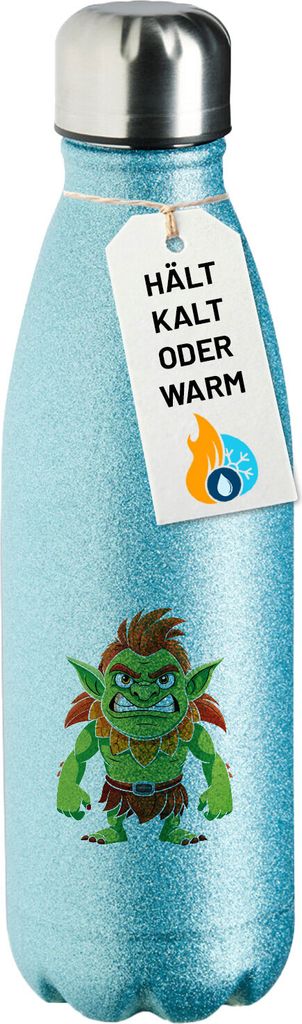 Huuraa Trinkflasche Troll Fabelwesen 500ml Blue Edelstahl Wasserflasche Trinkflasche Geschenkidee