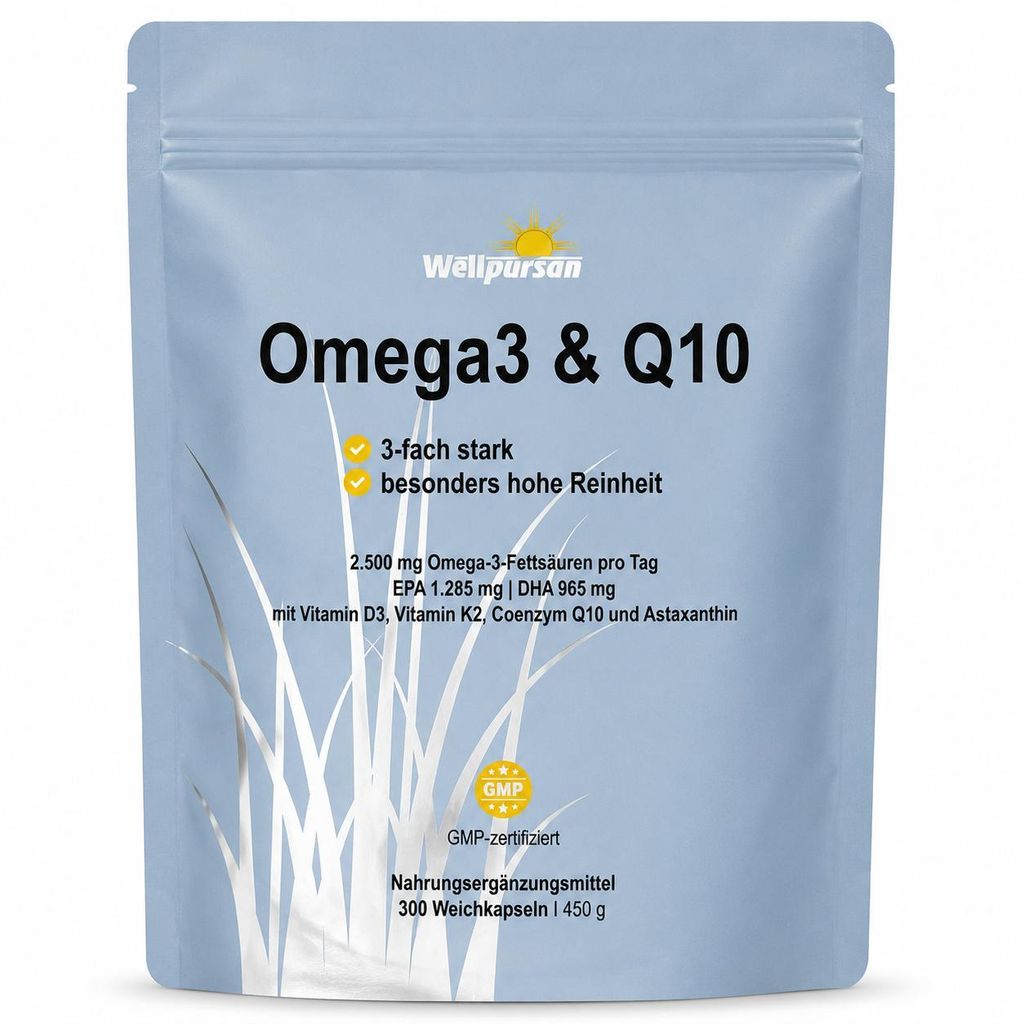 Wellpursan Omega3 & Q10 - 2.500 mg Omega 3, mit 1.285 mg Produktbild 