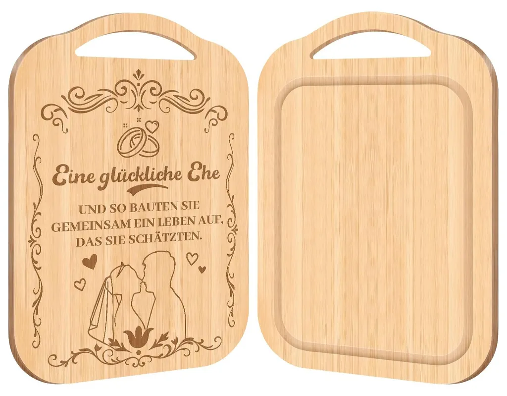 Planche à découper gravée, bambou avec rainure d'égouttage pour cadeaux de mariage