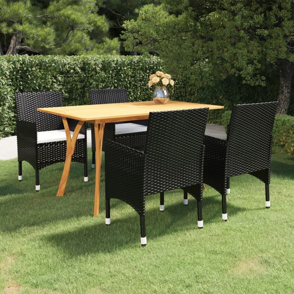 Maison Exclusive - 5-tlg. Garten-Essgruppe Schwarz