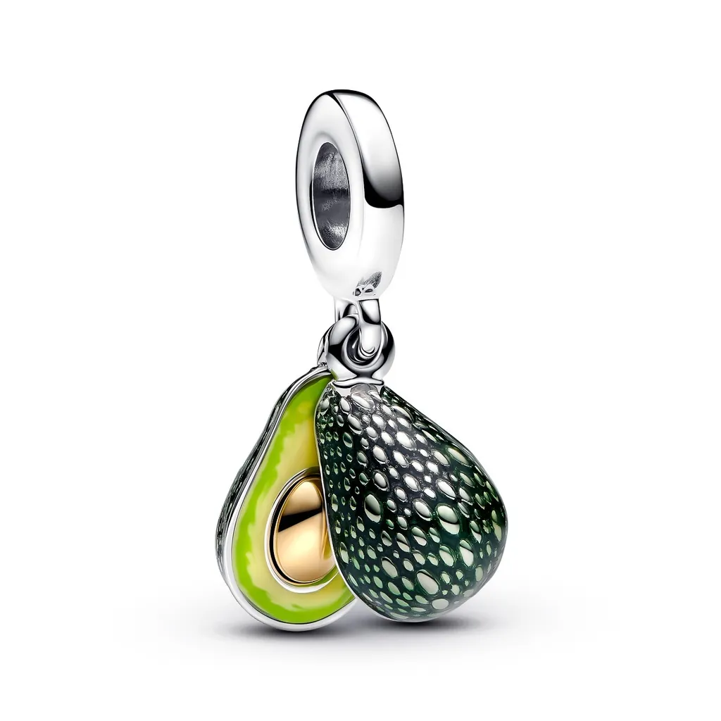 Charm Pendentif Avocat Pandora en Argent 925 et Émail Vert Doré