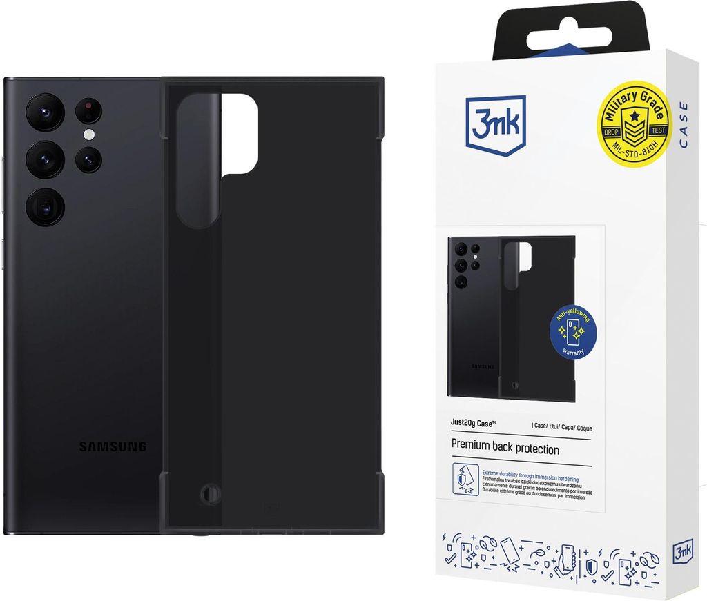 3mk Schutzhülle Just20g Matt Case Cover mit MagSafe für Samsung Galaxy S22 Ultra 5G schwarz Backcover