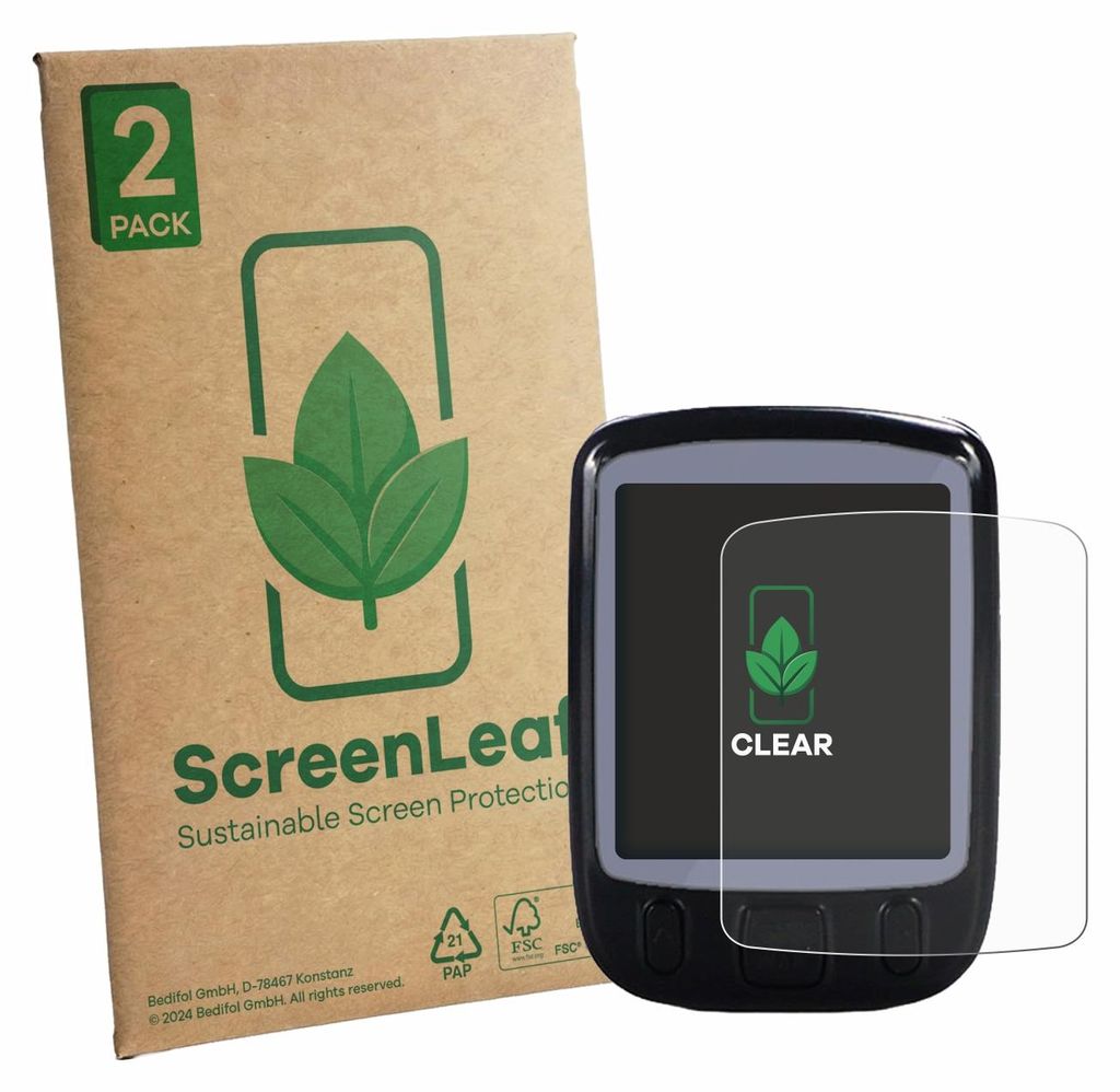 2x ScreenLeaf Schutzfolie für Fravsiu Bike Computer nachhaltiger Displayschutz Display Schutz Folie Klar Transparent