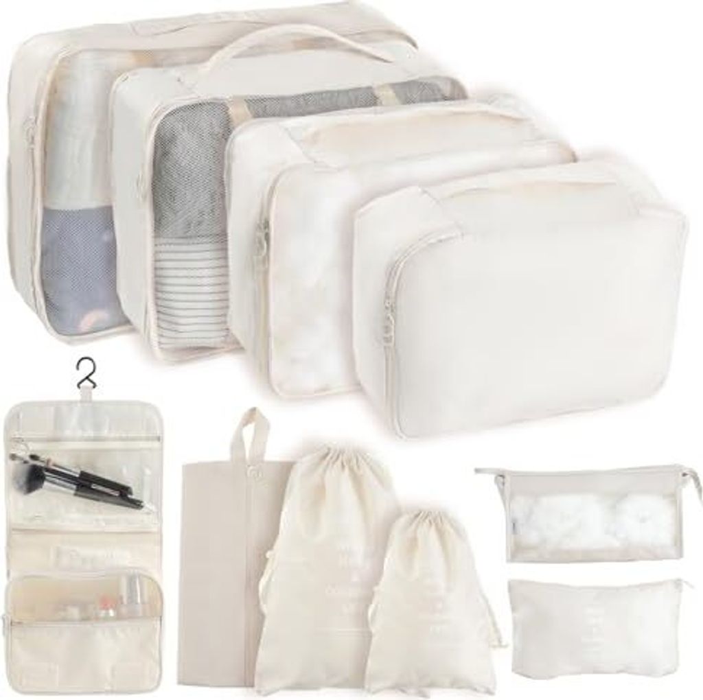 Koffer Organizer Set, 10 Stück Verpackungswürfel wasserdichte Reisetaschen Leichte Gepäckkoffer Schuhe Kosmetik Kosmetik
