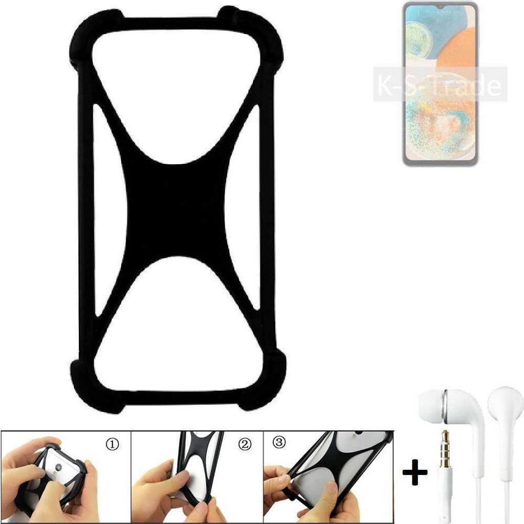 K-S-Trade Handy-Hülle + headphones kompatibel mit Samsung Galaxy A23 5G Schutz-Hülle Bumper Silikon Cover Case Silikoncase Silikonbumper TPU