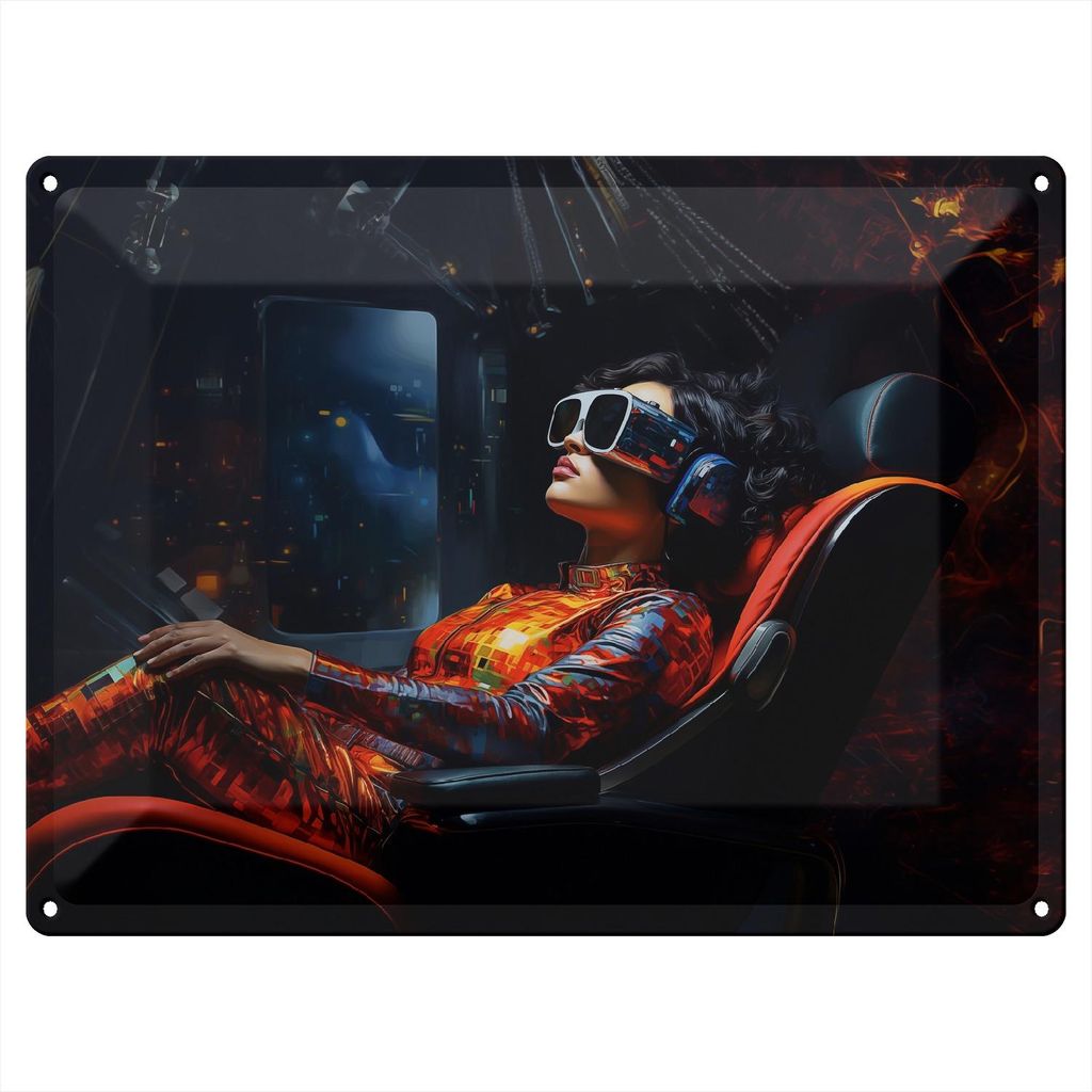 Wallario Blechschild Wandbild in : Brillante Farben, Größe 30 x 40 cm Motiv Virtuelle Dimensionen