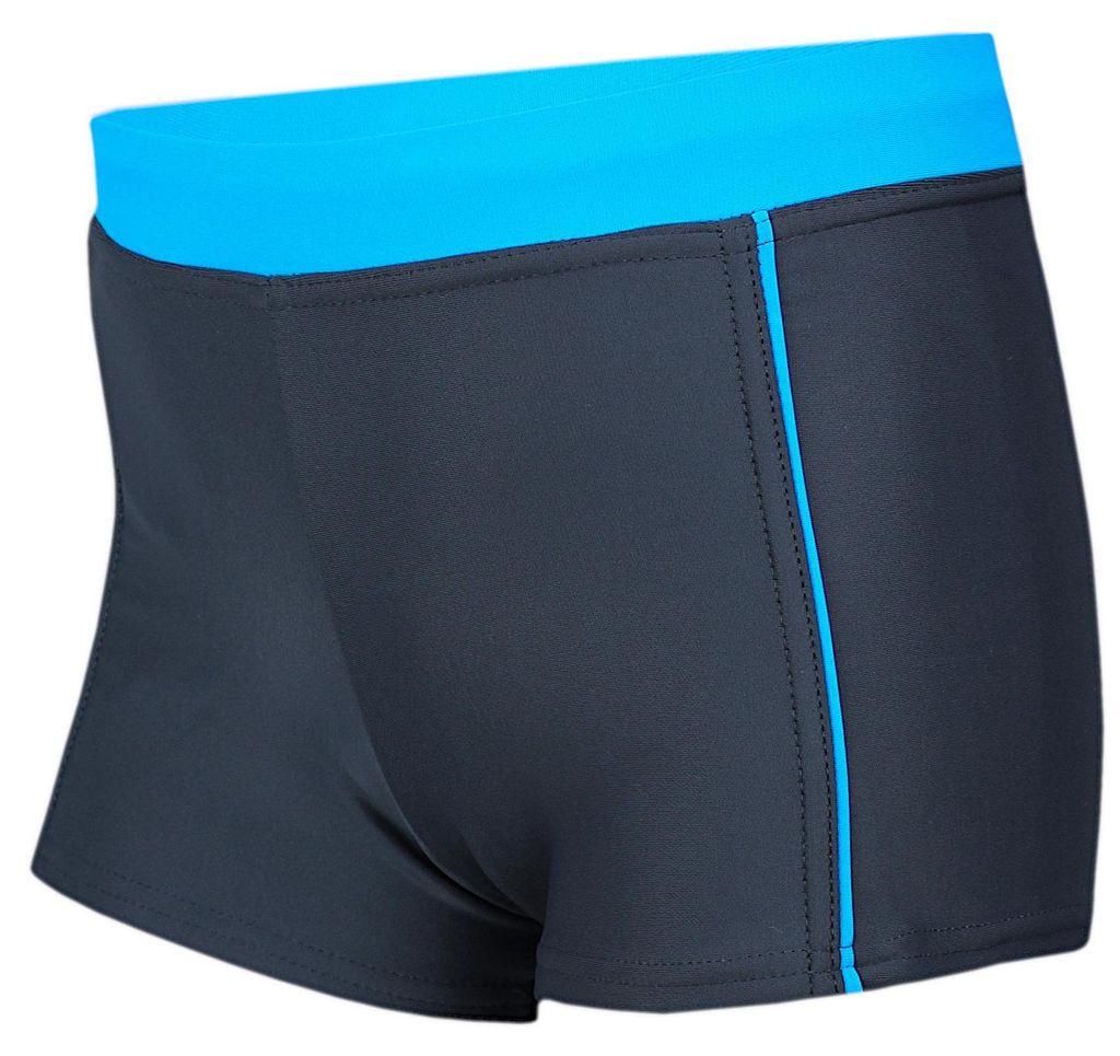 Aquarti Jungen Badehose Schwimmhose Seitliche Paspel Kinder Badeshorts, Farbe: 024 Graphit / Blau, Größe: 122