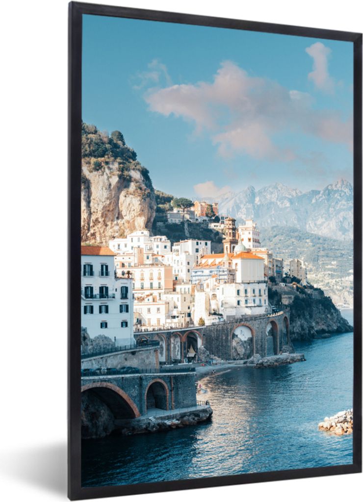 MuchoWow MuchoWow Gerahmtes Poster Italien - Stadt - Weiß 40x60 cm - Poster mit zchwarzem Bilderrahmen - Papierdruck - Wandbilder