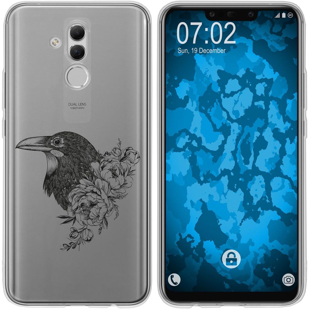PhoneNatic Case kompatibel mit Huawei Mate 20 Lite Silikon-Hülle Floral Rabe M4-1