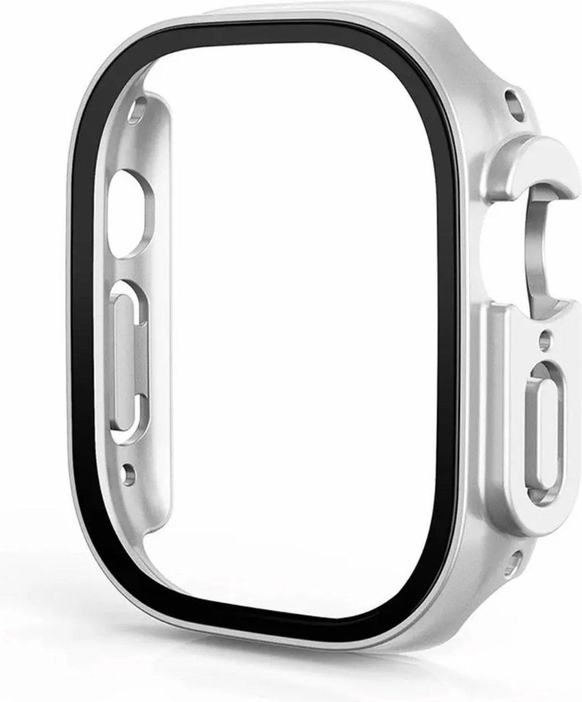 Stravo iWatch Ultra Hülle – Für Apple Watch Ultra 49 mm – HD-Displayschutz & TPU-Stoßschutz – Silber