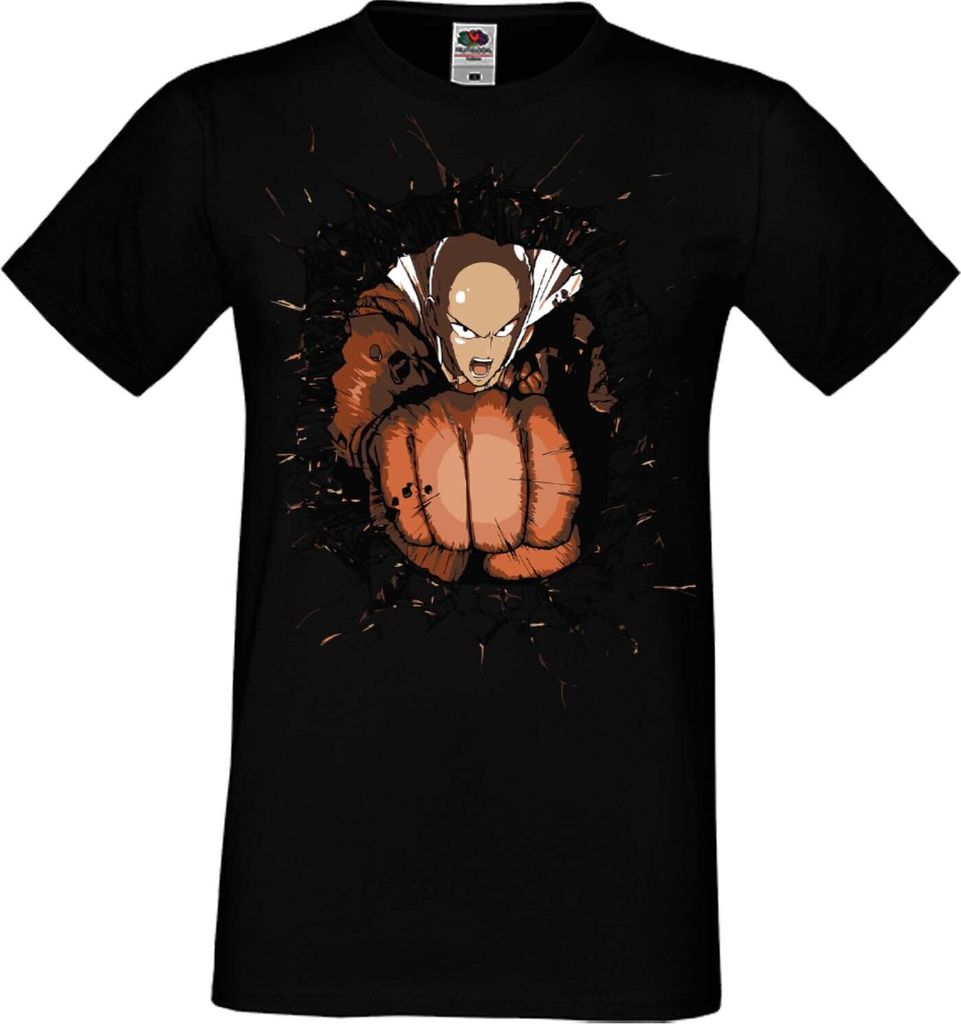 Herren T-Shirt Manga Anime One manga Punch Anime Man 02 Saitama, Man 5XL / Schwarz