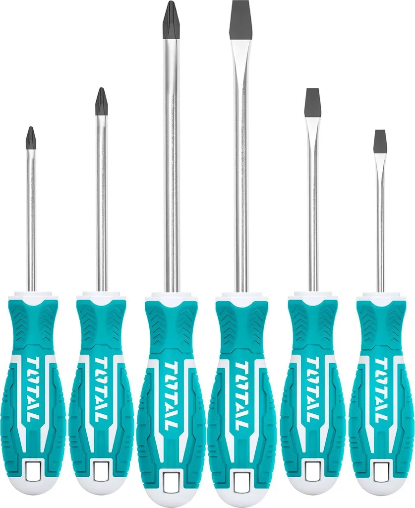 Set de Tournevis Plats et Cruciformes 6 Pièces pour Atelier et Garage