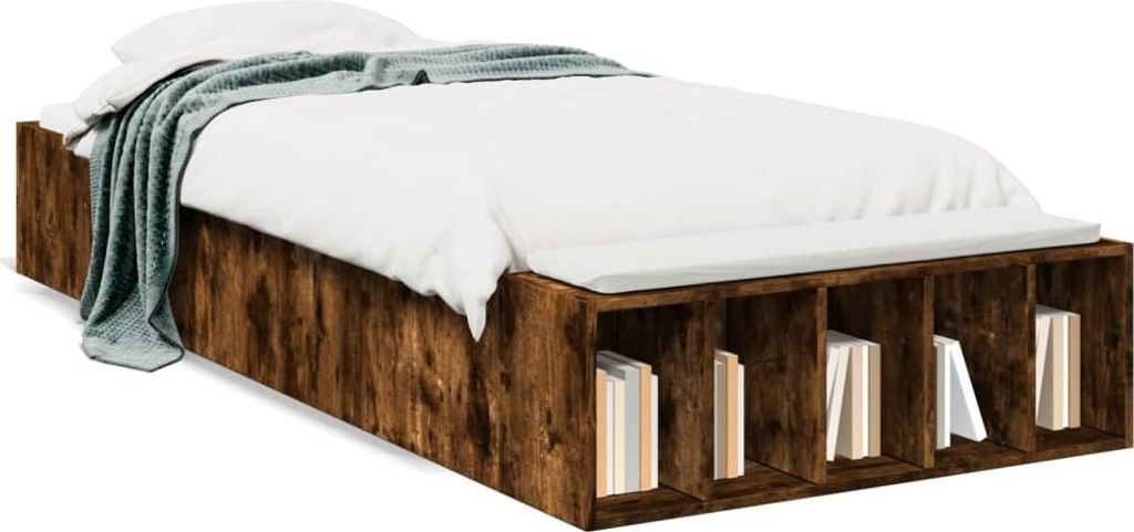 Design Bettgestell Räuchereiche 90x190 cm Holzwerkstoff, Klassische Betten 2024 Neu