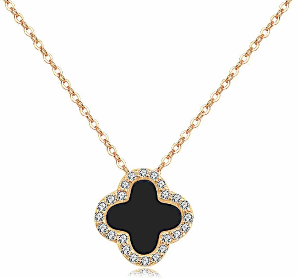 Collier trèfle Clover noir et or, accessoire idéal pour vos soirées