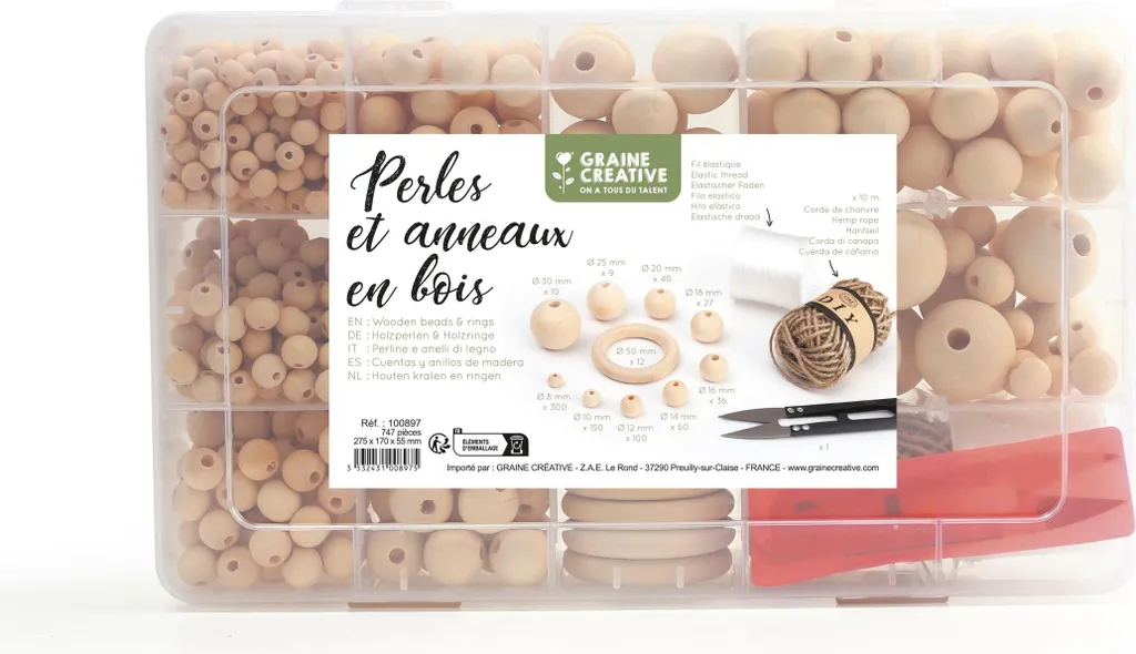 Ne Manquez Plus de Perles : Boîte 747 Pièces en Bois pour Création Bijoux