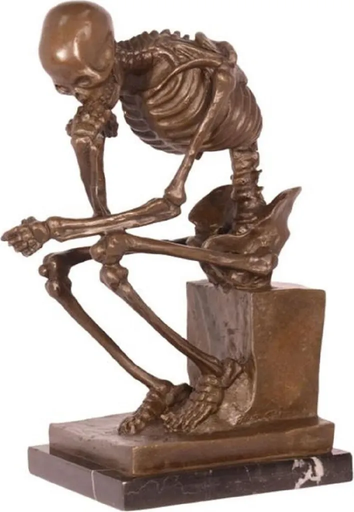 Sculpture en bronze Le Squelette Pensant - Décoration de Luxe Intérieur