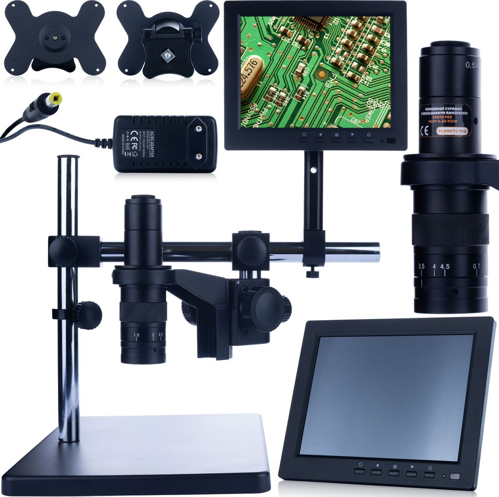 Earth Pro MCEP-0.5X-PZRR Digitales Mikroskop mit verstellbarem Arm + 8-Zoll-Mikroskopdisplay + Halterung für digitales Mikroskopdisplay