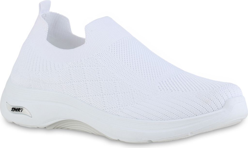 VAN HILL Herren Slip Ons Sportschuhe Sportliche Strick Profil-Sohle Schuhe 841620, Farbe: Weiß, Größe: 40