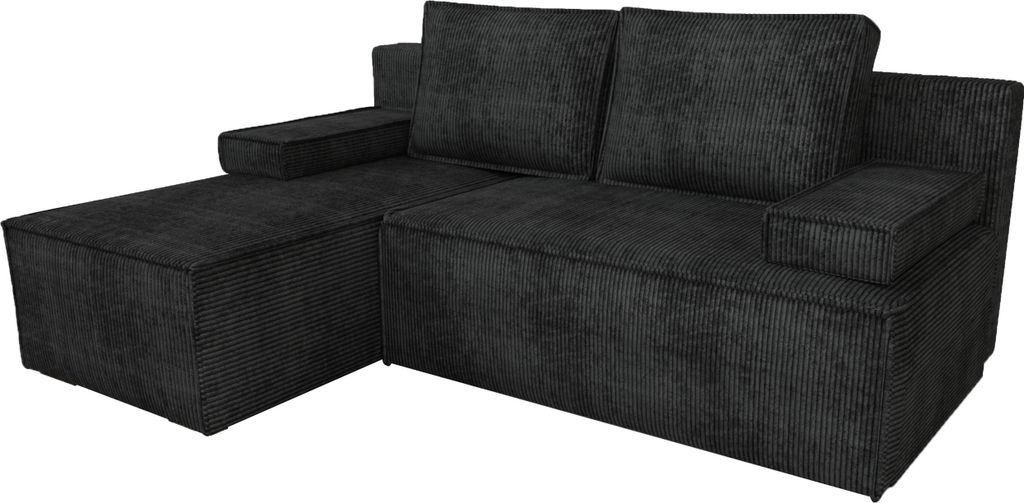 BroMARKT Ecksofa mit Schlaffunktion Caspar Schwarz Cord Links