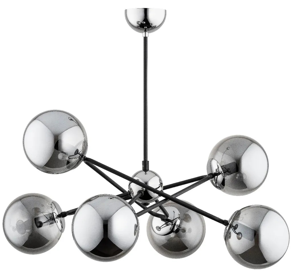 Suspension SAGITO Noire Alfa - Luminaire 6 Ampoules E14 en Métal Chromé