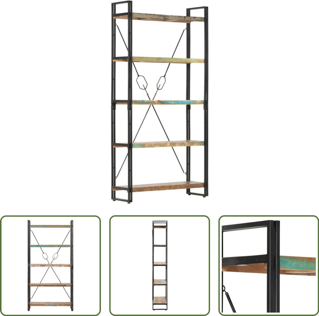 The Living Store Bücherregal 5 Fächer 90x30x180 cm Altholz Produktbild 