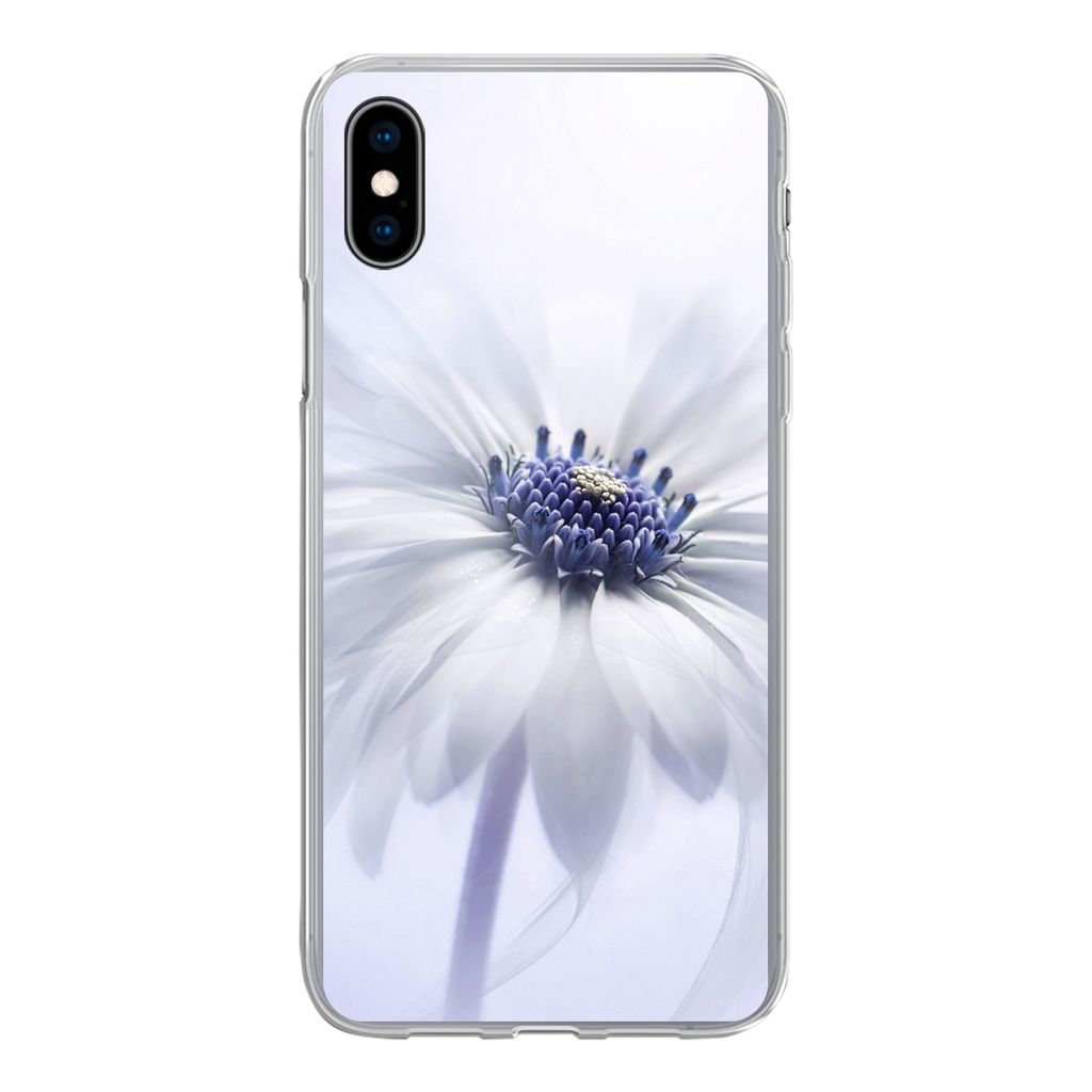 MuchoWow Handyhülle Schutzhülle Hülle für iPhone Xs Blume - Abstrakt - Weiß Silikon Softcase Handy Hülle - Handytasche