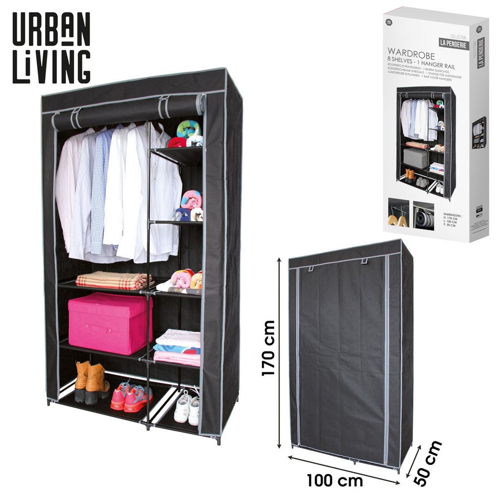 Urban Living Falt-Kleiderschrank Garderobe 100x50x170cm La Penderie 200202