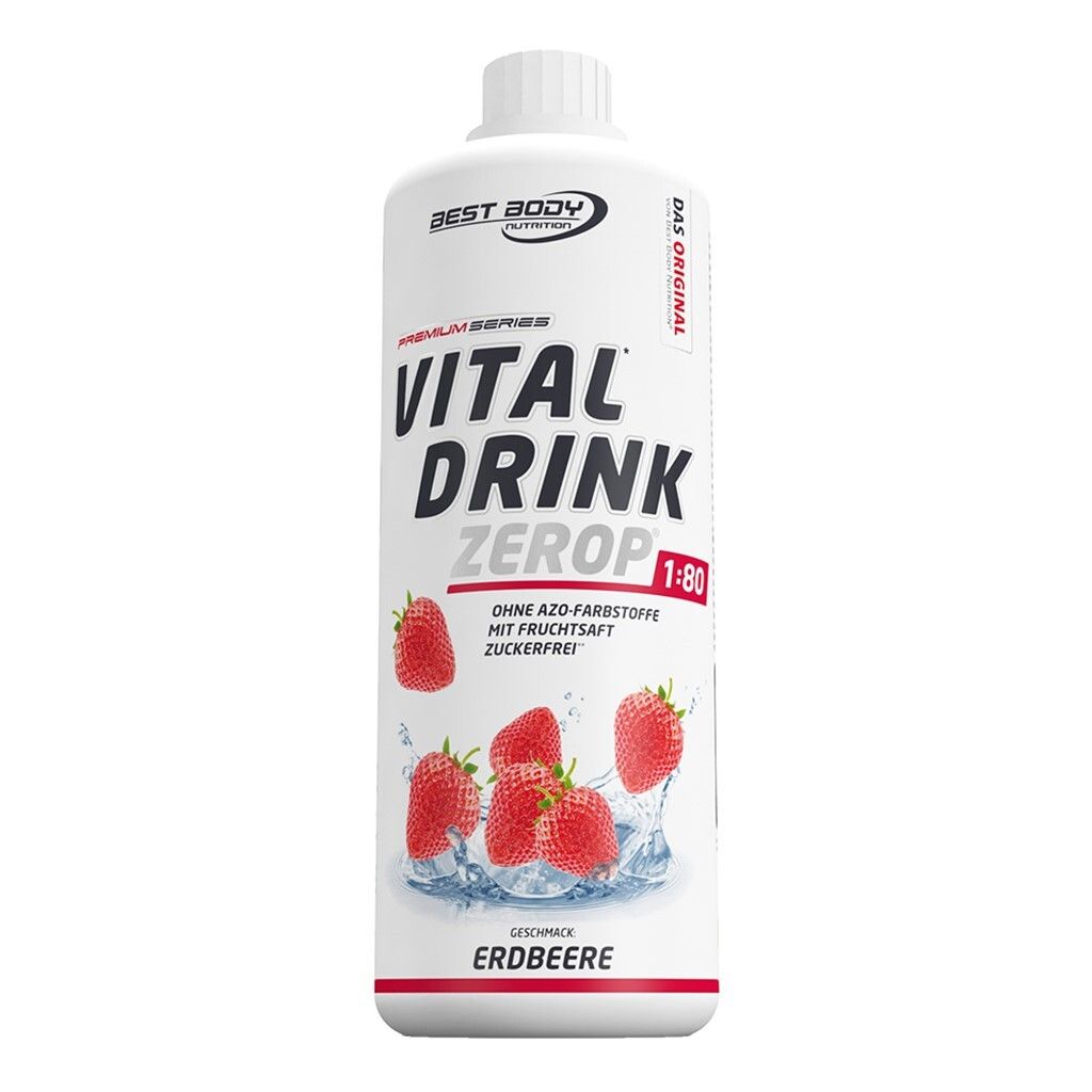 Best Body Nutrition - Vital Drink Zerop - 1000 ml Flasche, 1 x 1000 ml Flasche, Geschmack: Erdbeere