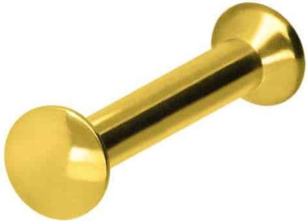Ohrpiercing, Nasenpiercing Titan Triple Piercing Mini Labret mit Innengewinde FLAT-DISC Gold Stablänge: 7mm | Discgröße: 2,5mm