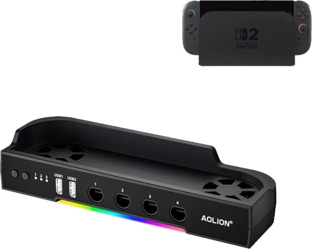 Base Refroidissement pour Switch 2 avec RGB Support et Hub USB pour Gaming