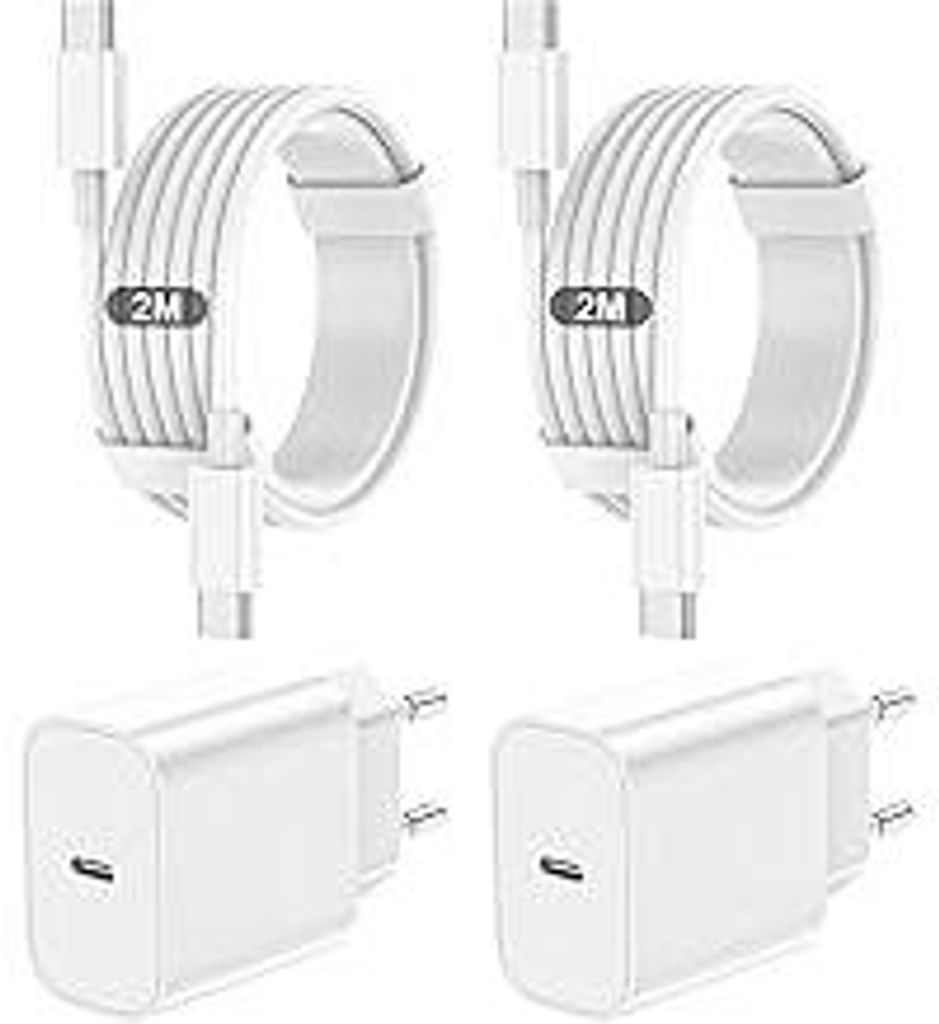 2er Pack 20W USB-C Ladegerät mit 2M+2M USB-C schnellladekabel, Schnellladegerät Für iPhone 17/16/15/Air/e/Pro/Pro Max/Plus,Für iPad Pro/Air/min...