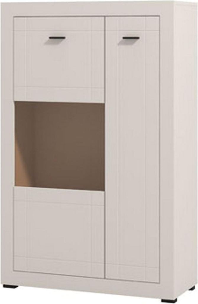 Dmora Vitrine Imbaro 84x35x130h cm Beige, 2 Regale 2 Türen