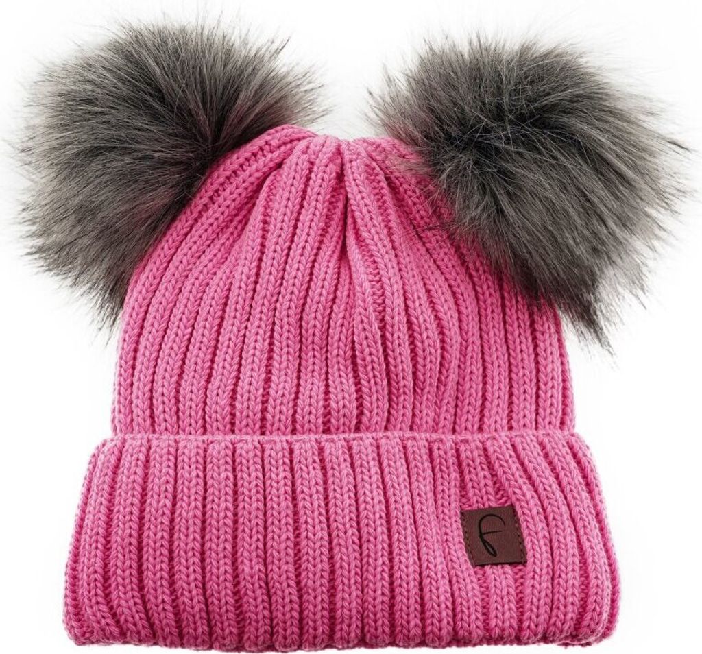 Stylische Wintermütze mit Doppel-Bommel mit Innenfutter Produktbild 