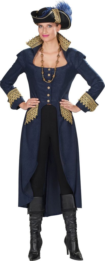 Eleganter Piratenmantel mit Goldbesatz Größe: 36-38