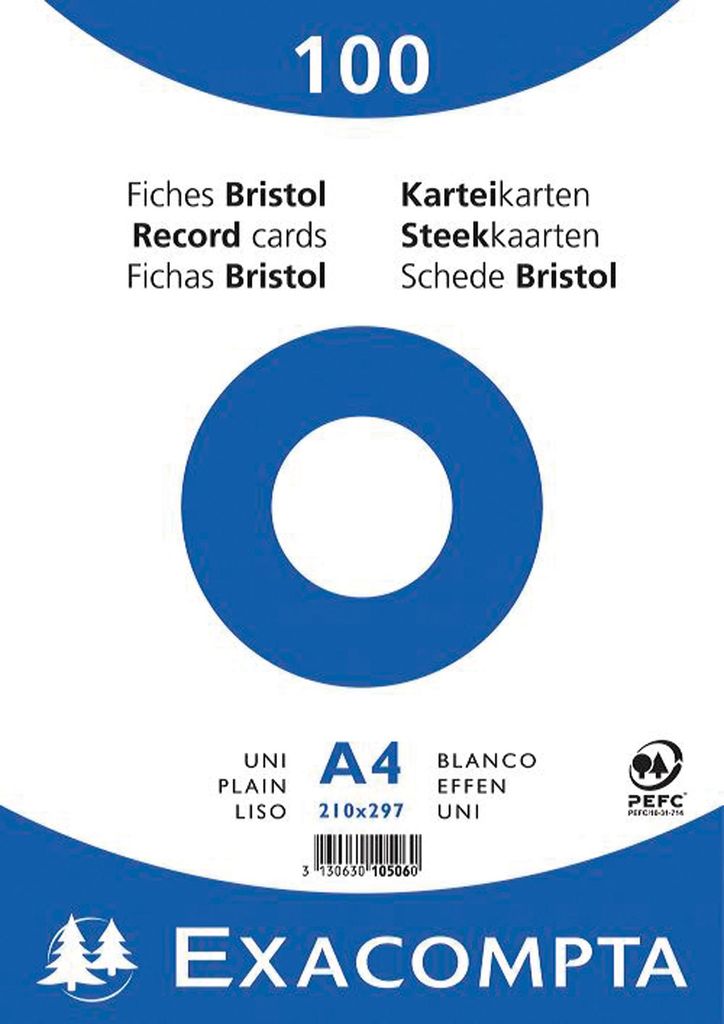 EXACOMPTA indexové karty, DIN A4, prázdne, biele Obrázok produktu 