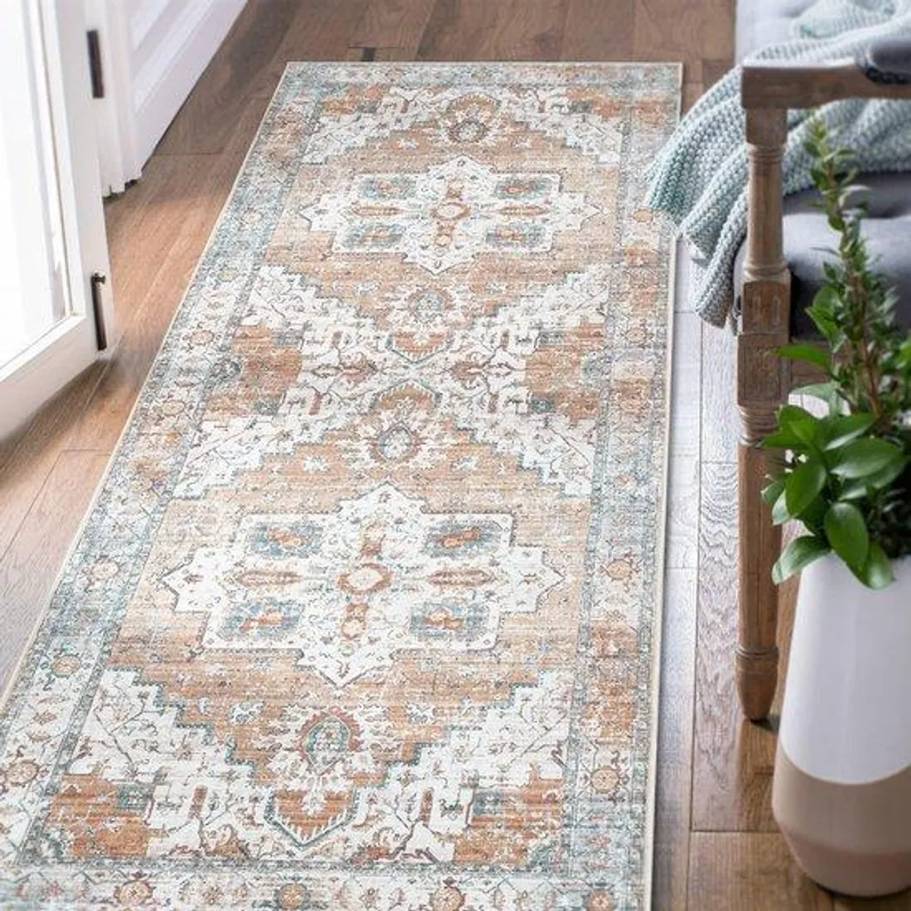 Tapis de salon orange 90 x 150 cm : Confort antidérapant pour toute maison