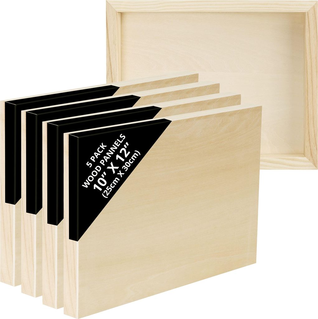 Belle Vous 5 Stk Naturbelassene Holz Leinwand aus Lindenholz - 25 x 30 cm - Natürliche Linden-Holz Platte - Holzrohlinge zum Bemalen für Enkaustik