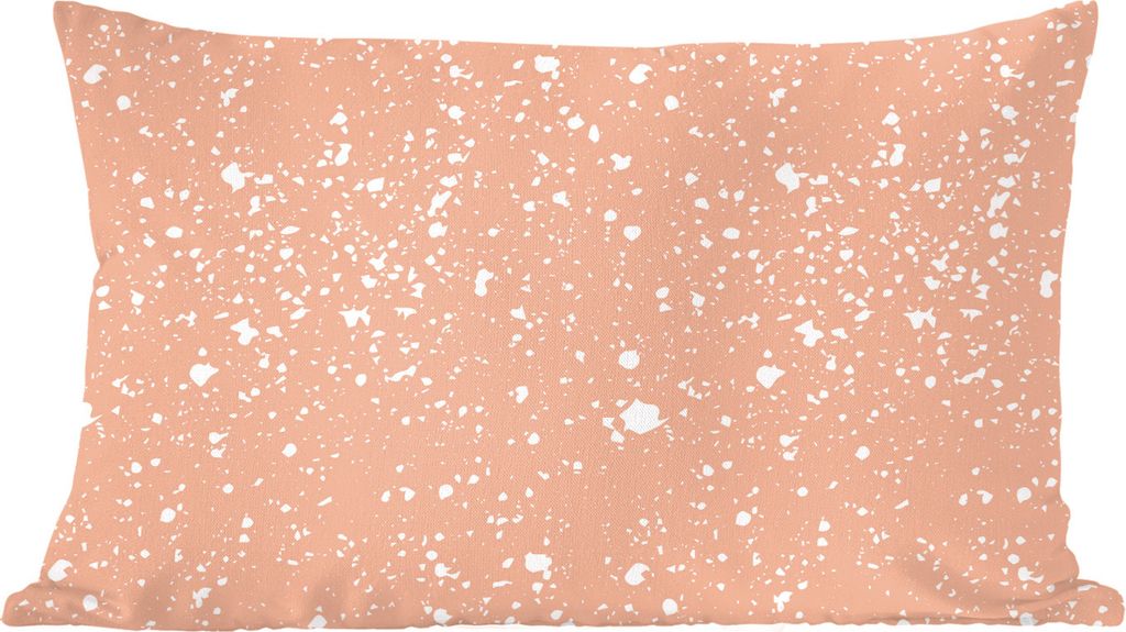 MuchoWow Zierkissen Sofakissen Wohnzimmer Dekokissen 50x30 cm Rosa - Weiß - Tupfen - Wohnzimmerdekoration - Polster mit Photo