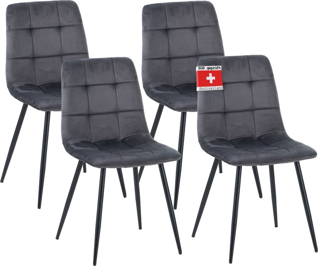Albatros Esszimmerstühle 4er Set BORA Anthrazit - Komfortabler Polsterstuhl für Modernes und Stilvolles Design am Esstisch - Küchenstuhl oder St...