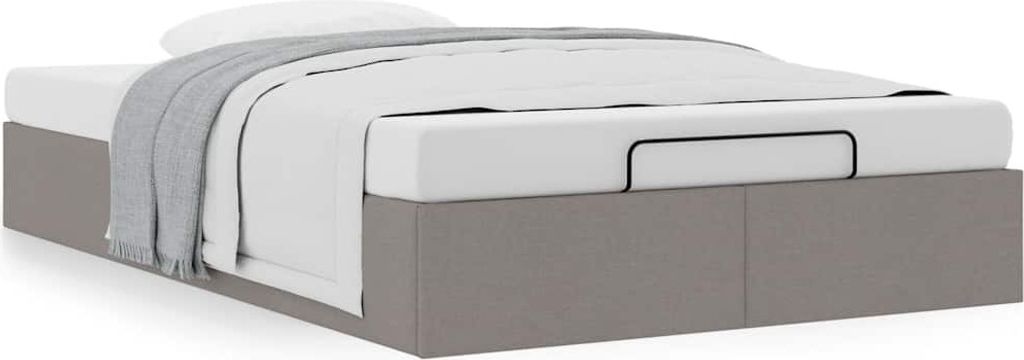 Ottoman-Bett ohne Matratze Taupe 120x200 cm Stoff