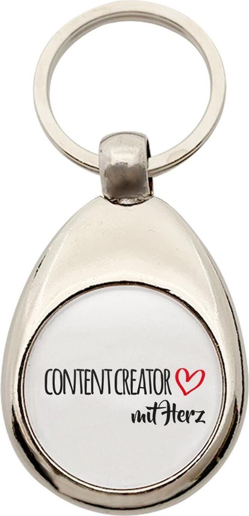 Huuraa Schlüsselanhänger Content Creator mit Herz Metall Schlüsselring Einkaufswagenchip Geschenkidee