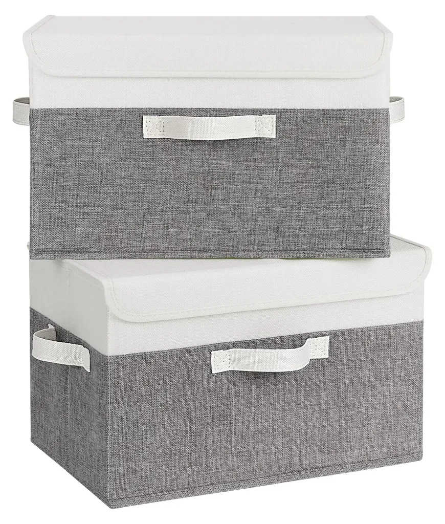 Boîte de rangement anti-poussière lot de 2 bacs pliables gain de place