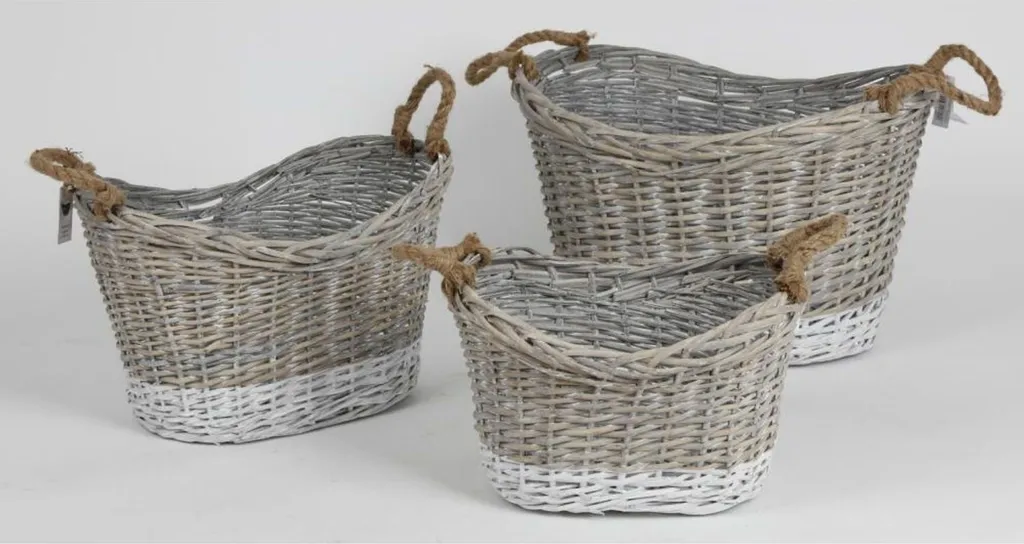 Paniers de rangement en osier bicolore - Idéal comme panier à bûches