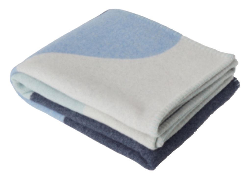 Stackelbergs Plaid-Mohair-Decke Mohair-Wolle Beige-Eisblau L 130 cm B 170 cm
