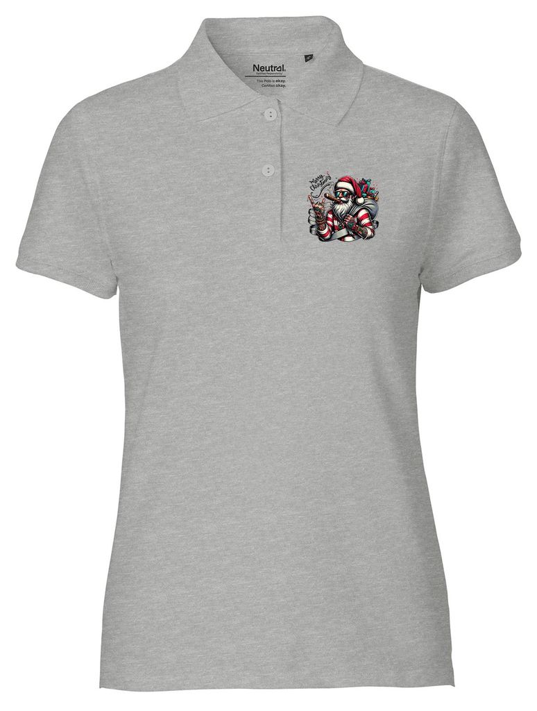 Huuraa Damen Polo Shirt Cooler Weihnachtsmann Merry Christmas S Sport Grey Bio Baumwolle Fairtrade Poloshirt Geschenkidee