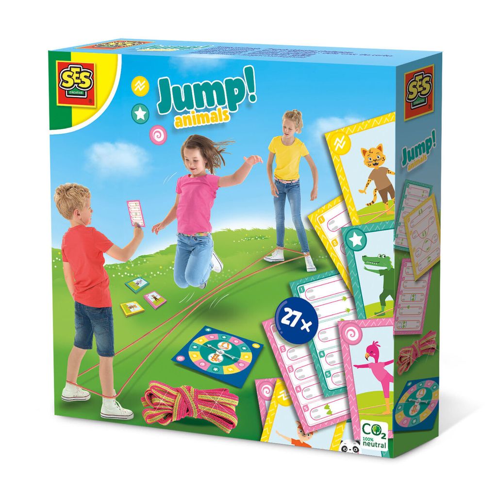 SES Creative 02248 - Sprungspiel Outdoor: Jump! Animals - Gummitwist-Spiele, Chinesisches Springseil, 3 Jahr(e)