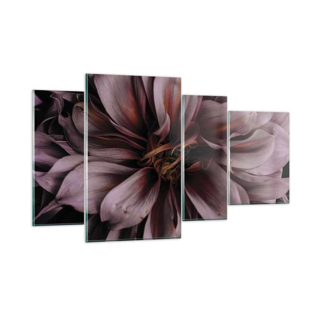 Bilder auf glas - 4 Teile - Blumenstrauß Künstlerisch Blume - 120x70cm - Glasbilder - Wandbilder - Bilder - Wanddekoration aus Glas - Glas Bilder...