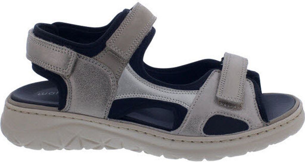 Waldläufer H-Joline Sandale 756004-500-408 Metallic- / Nubukleder mit Neopren in corda stein schwarz Weite H 40