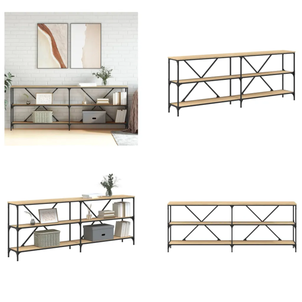 VidaXL Tavolo Consolle Rovere Sonoma 200cm - Mobile Ingresso Industriale