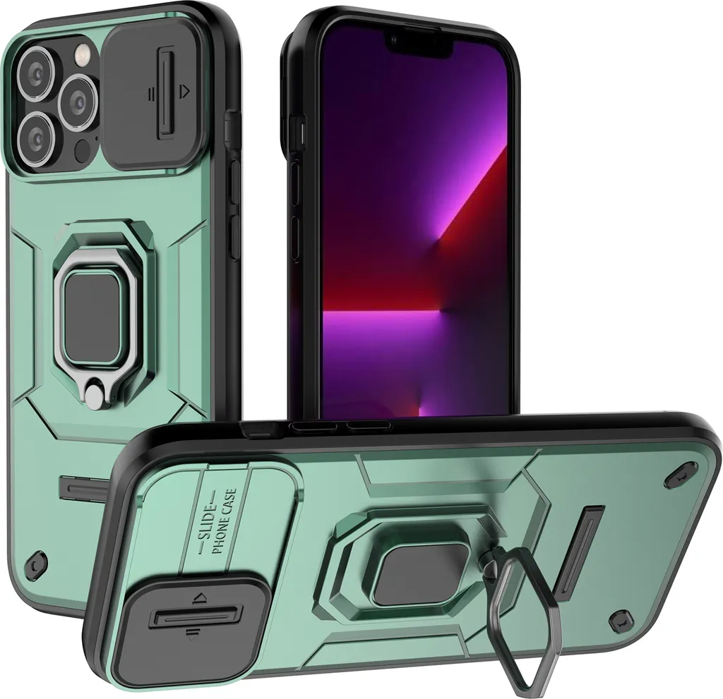 Custodia iPhone 13 Pro Max Verde Stand: Stile Tattico e Protezione